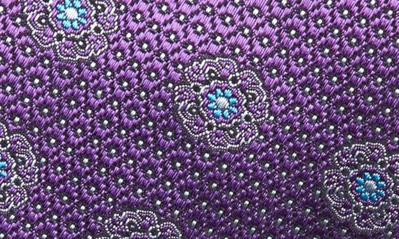 Shop Canali Floral Medallion Silk Tie In Purple