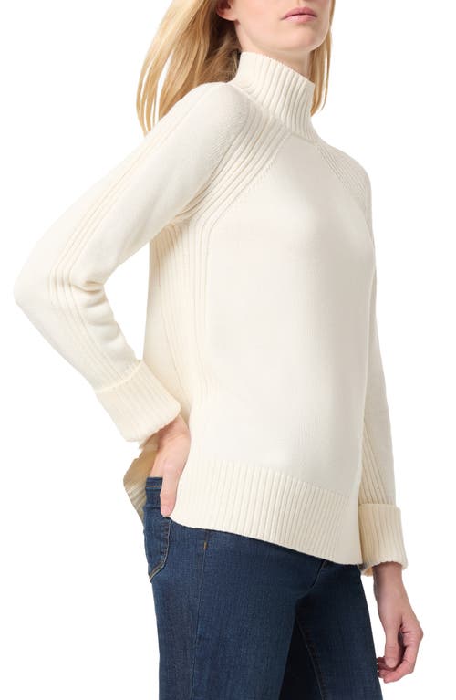 Shop Jones New York Mock Neck Cotton Blend Sweater In Jones White