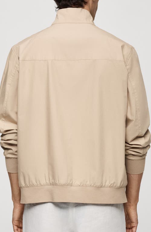 Shop Mango Cotton Zip-up Jacket In Beige