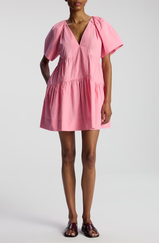 Shop A.l.c . Camila Tiered Cotton Minidress In Light Grapefruit