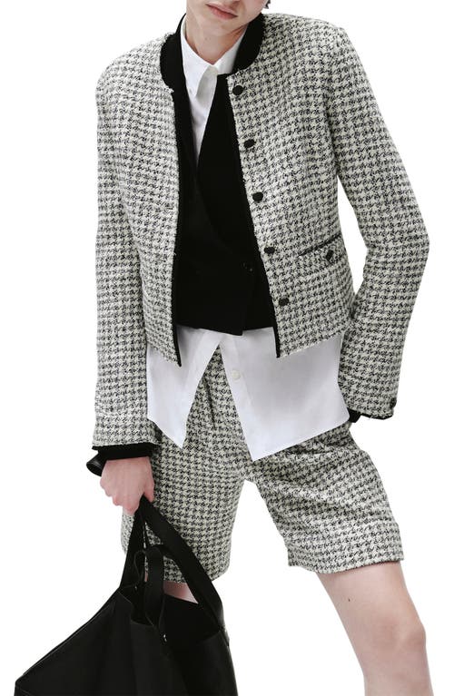 Rag & Bone Carmen Check Cotton Blend Tweed Jacket In Blackwhite