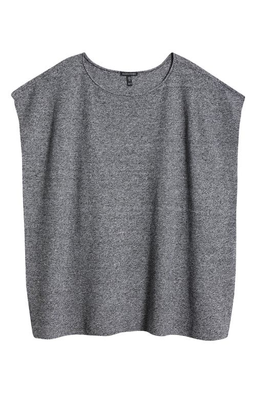 Shop Eileen Fisher Bateau Neck Sleeveless Organic Linen & Organic Cotton Tunic Sweater In Black/white