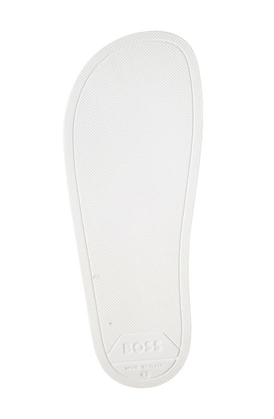 Hugo Boss Bay Logo-embossed Slides In White