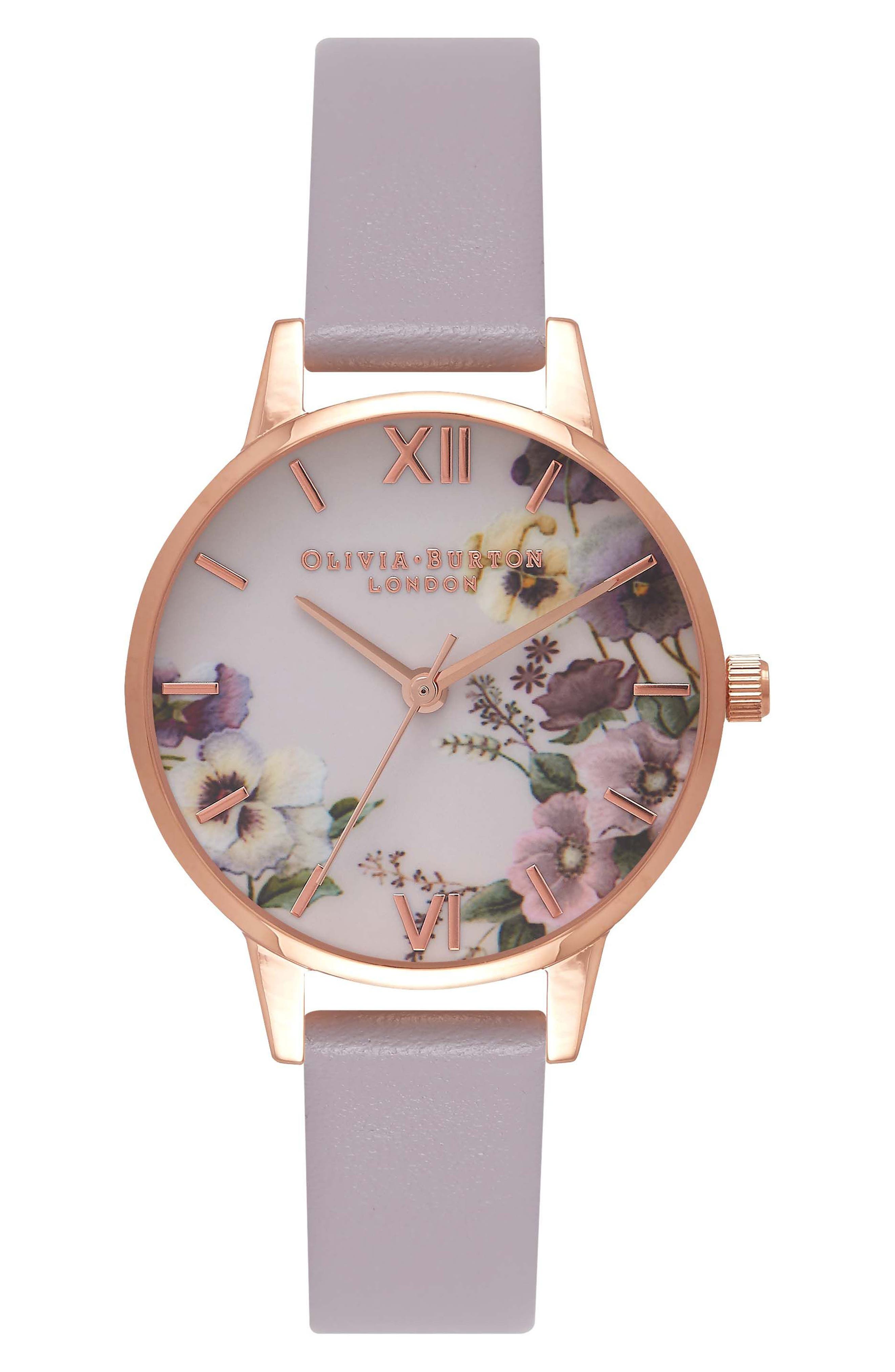 Olivia Burton Begin to Blush Leather Strap Watch, 30mm Nordstrom