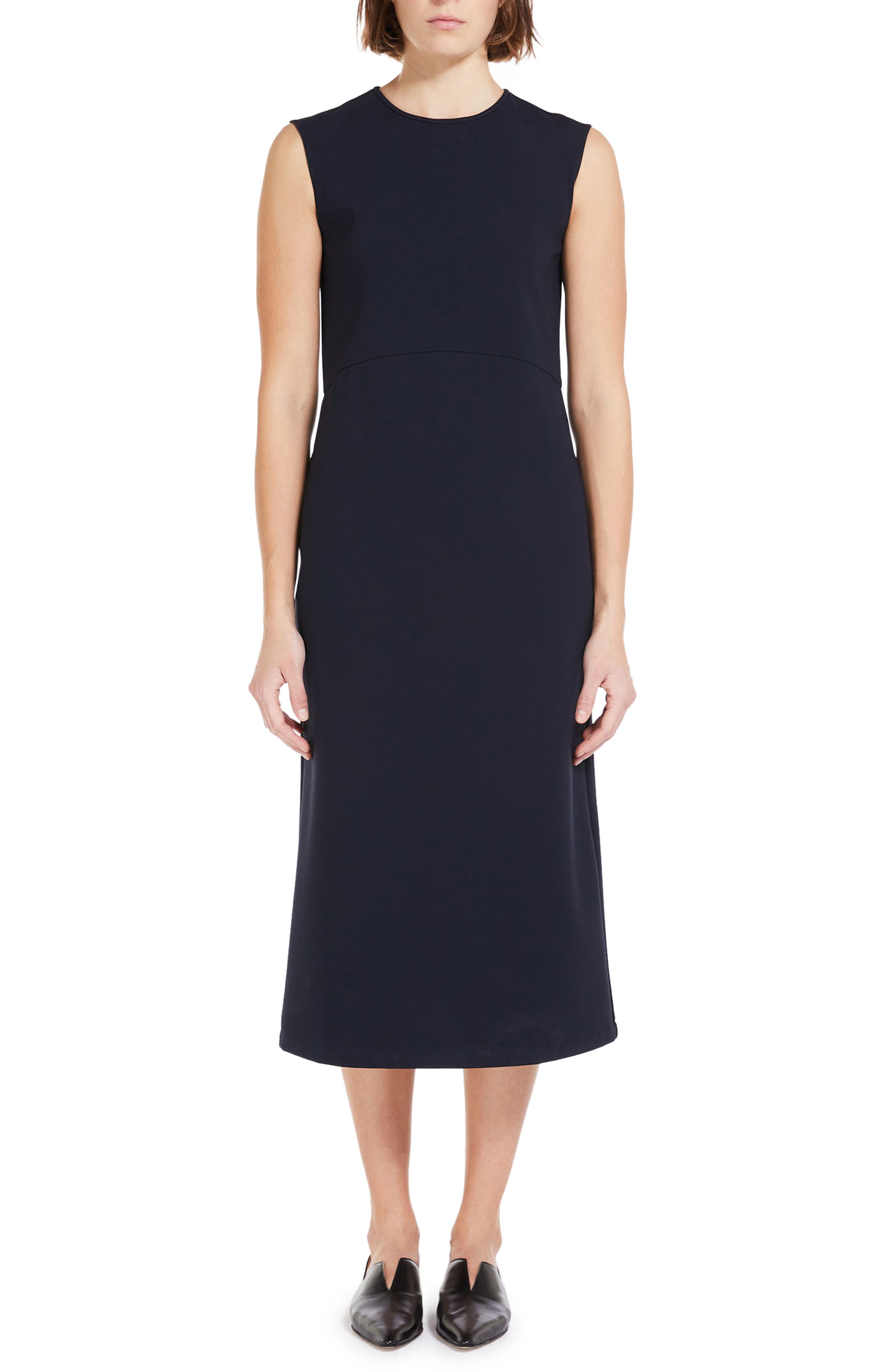 Max Mara Leisure Pagine Sleeveless Midi Dress in Navy