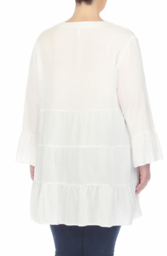 Boho Me Lace Inset Ruffle Hem Tunic In White