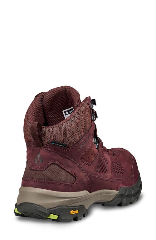 Vasque Talus All Terrain Ultradry™ Waterproof Hiking Boot In Rum Raisin/green Glow