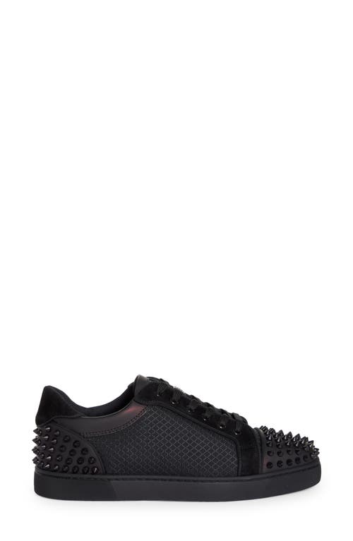 Shop Christian Louboutin Seavaste 2 Orlato Flat Sneaker In B446-black/black Satine