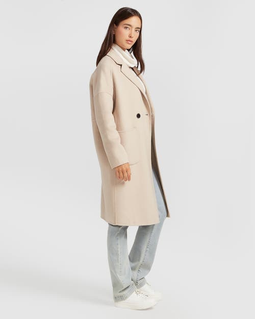 Shop Belle & Bloom Publisher Double-breasted Wool Blend Coat In Sand