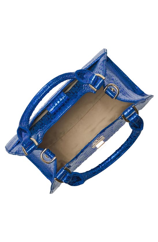 Shop Brahmin Adrian Croc Embossed Leather Shoulder Bag In Cobalt Potion