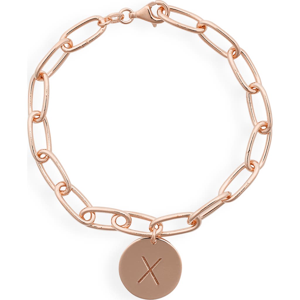 Meshmerise Initial Disc Charm Bracelet In Rose-x
