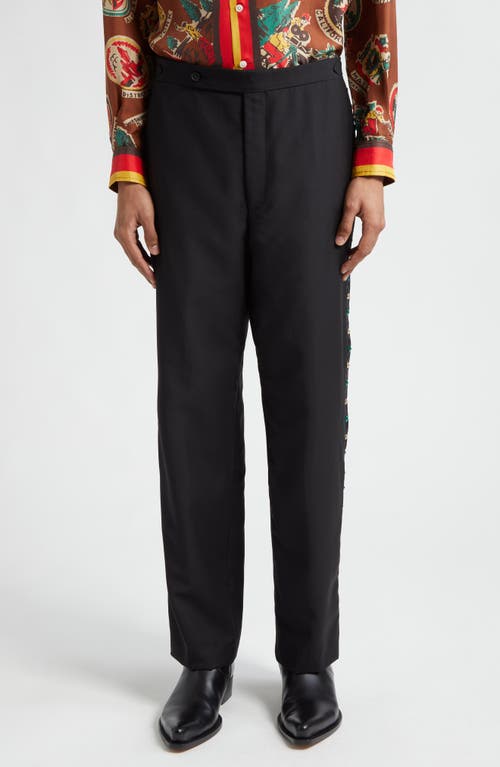 Bode Crystal Wool & Mohair Tuxedo Trousers Black at Nordstrom,