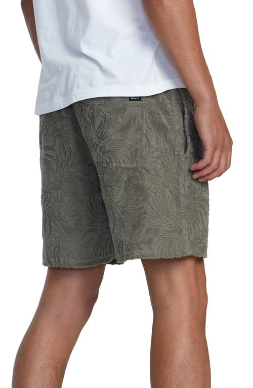 Shop Rvca Palms Down Terry Cloth Jacquard Shorts In Mushroom