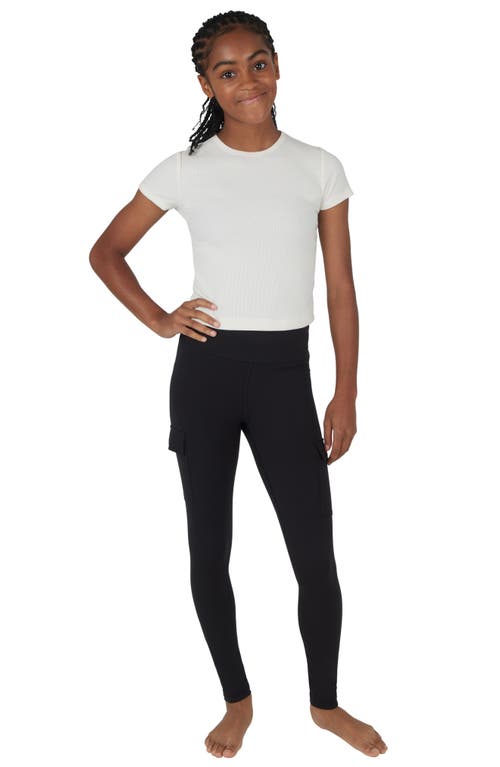 90 Degree By Reflex Kids' 2-pack Cargo Pocket Leggings In Dusky Orchid/black