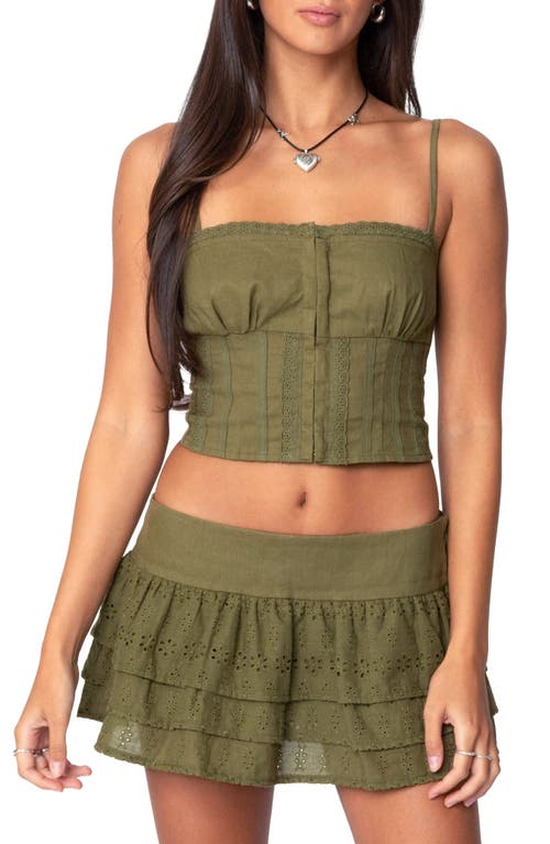 EDIKTED EDIKTED FLUER EMBROIDERED LINEN & COTTON CROP TOP