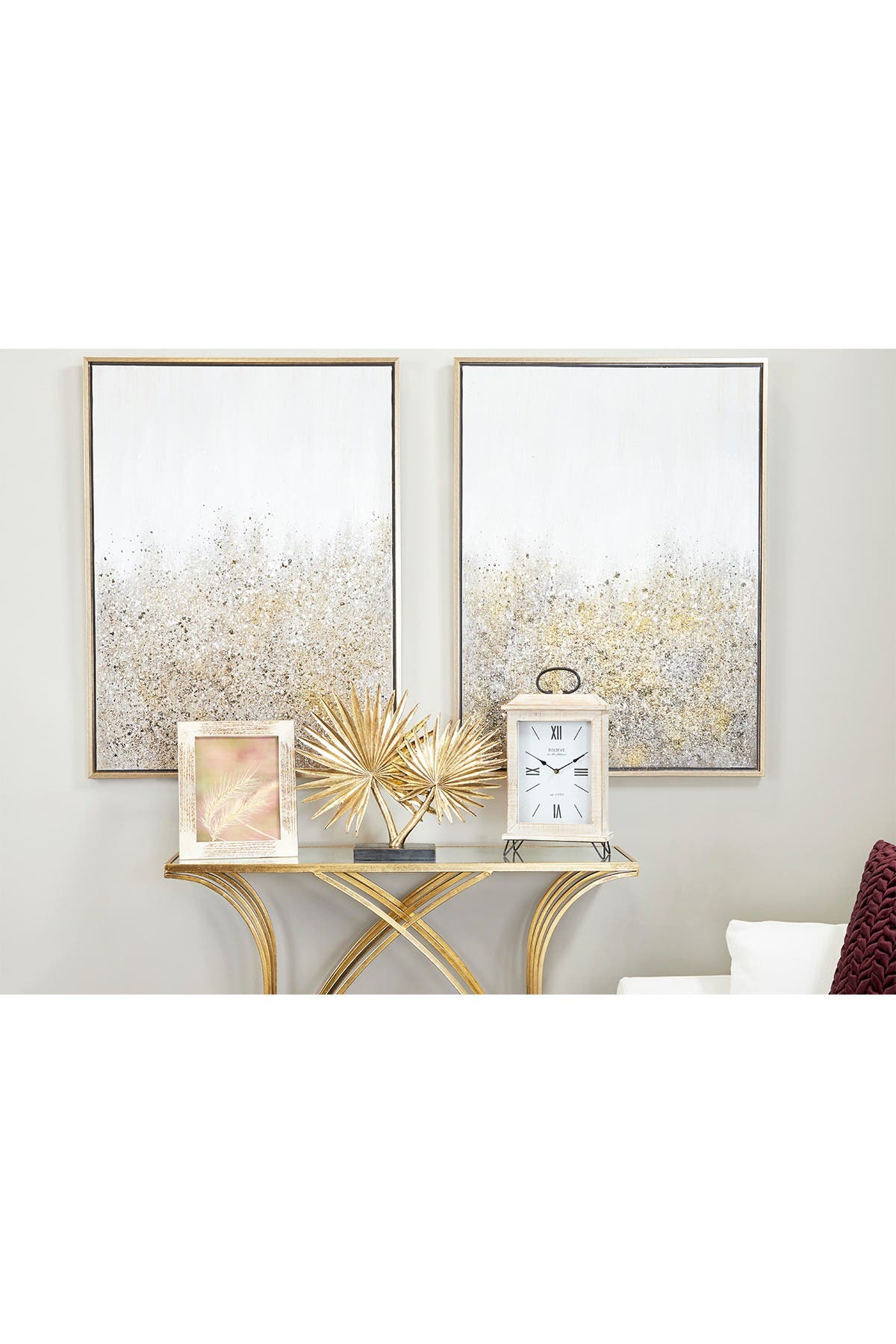 Willow Row Inlaid Beige & Gold Vervain And Sentimento Grass Large Picture Frame In Beige/khaki