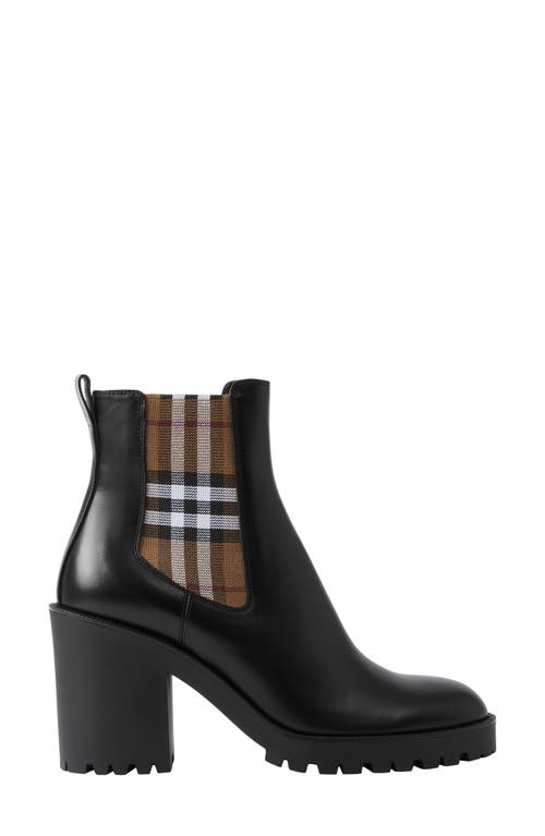 burberry Allostock Check Block Heel Chelsea Boot Black at Nordstrom,