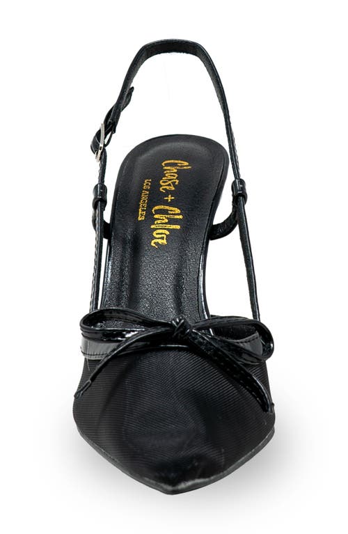 Chase & Chloe Chase And Chloe Mesh Pointed Toe Slingback Pump In Black Mesh