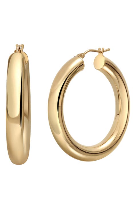 Chunky Hoop Earrings - Gold Plated