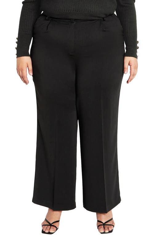 City Chic Laila High Waist Wide Leg Pants Black at