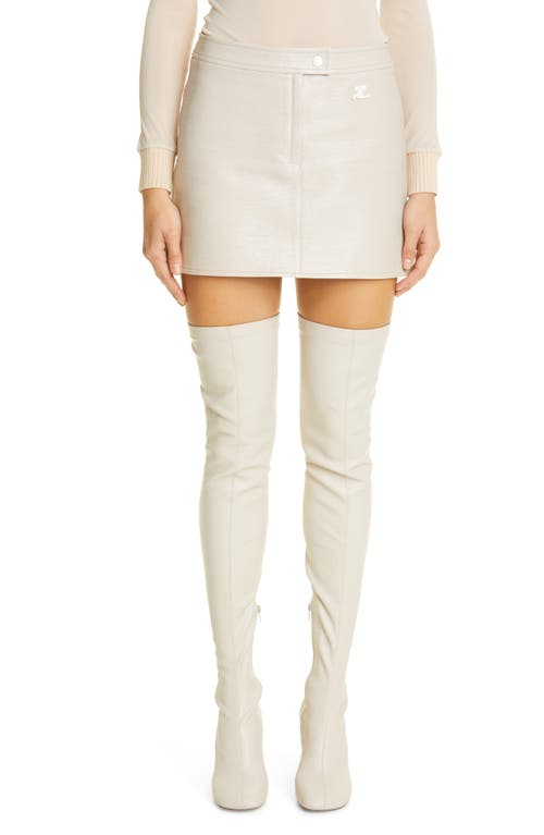 Courrèges Coated Stretch Cotton Miniskirt in Mastic