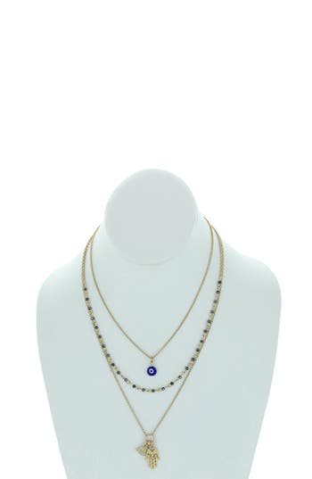 Olivia Welles Riva Chain & Charm Necklaces In Worn Gold/grey