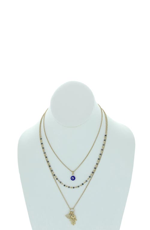 Olivia Welles Riva Chain & Charm Necklaces In Worn Gold/grey