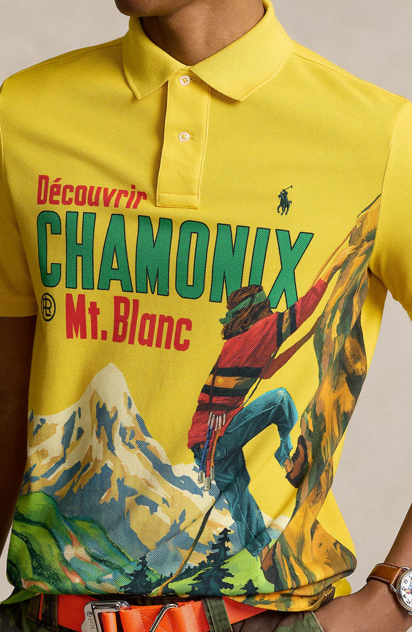 Polo Ralph Lauren Print Piqué Polo in Canary Yellow Poster Print