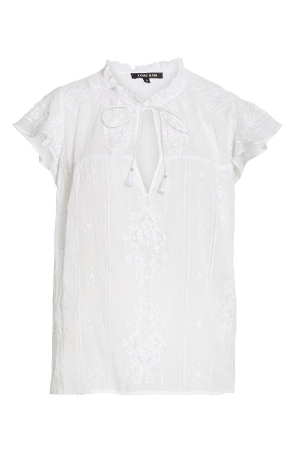 LOVE SAM ROCHELLE EMBROIDERED TOP