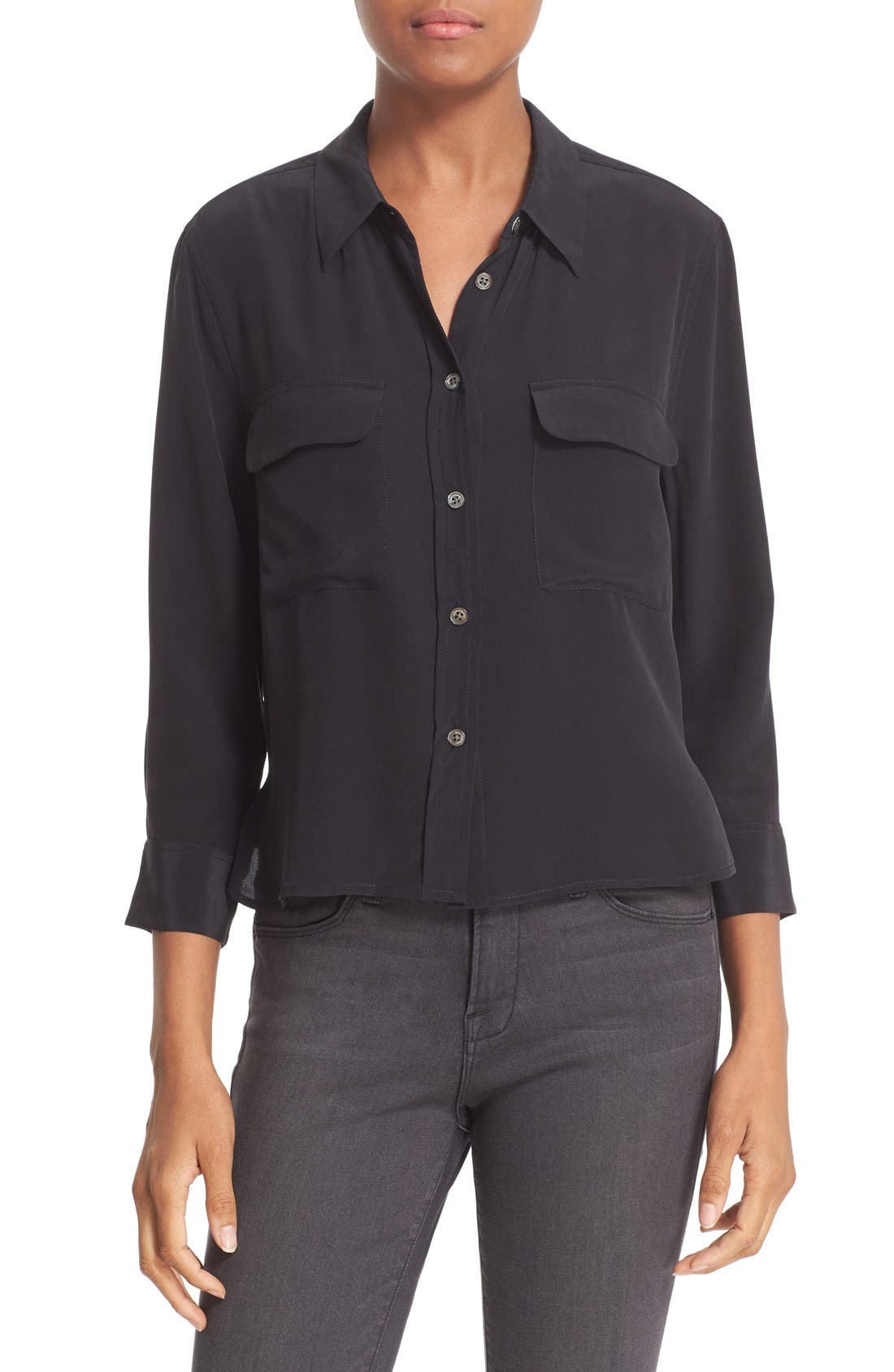 Equipment 'Signature' Crop Three Quarter Sleeve Shirt Nordstrom