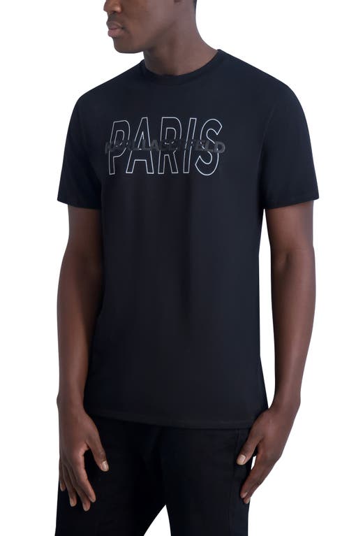 Karl Lagerfeld Paris Rubberized Logo Cotton Graphic Tee In Black