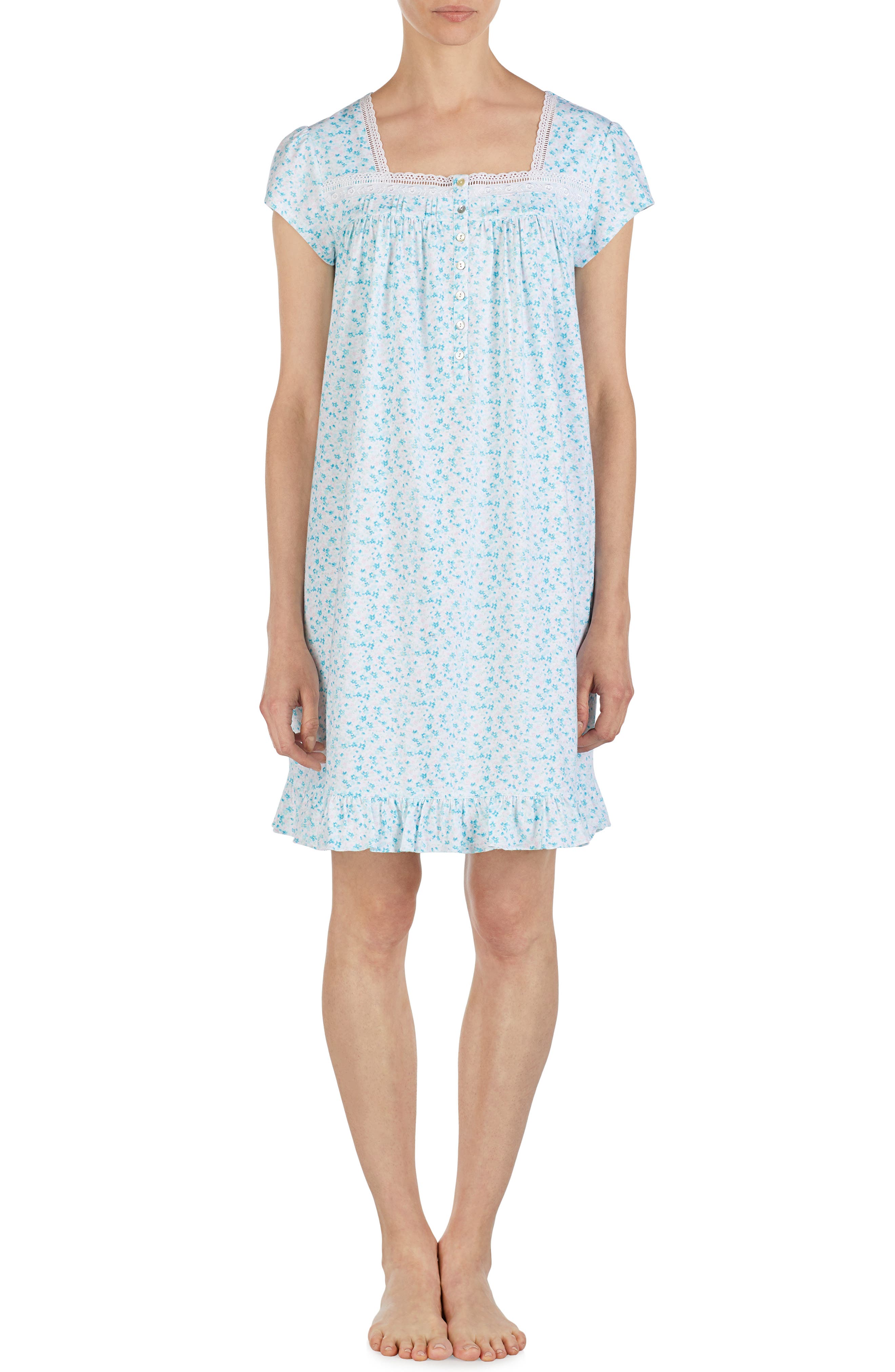 Plus Size Eileen West Short Jersey Nightgown, Blue