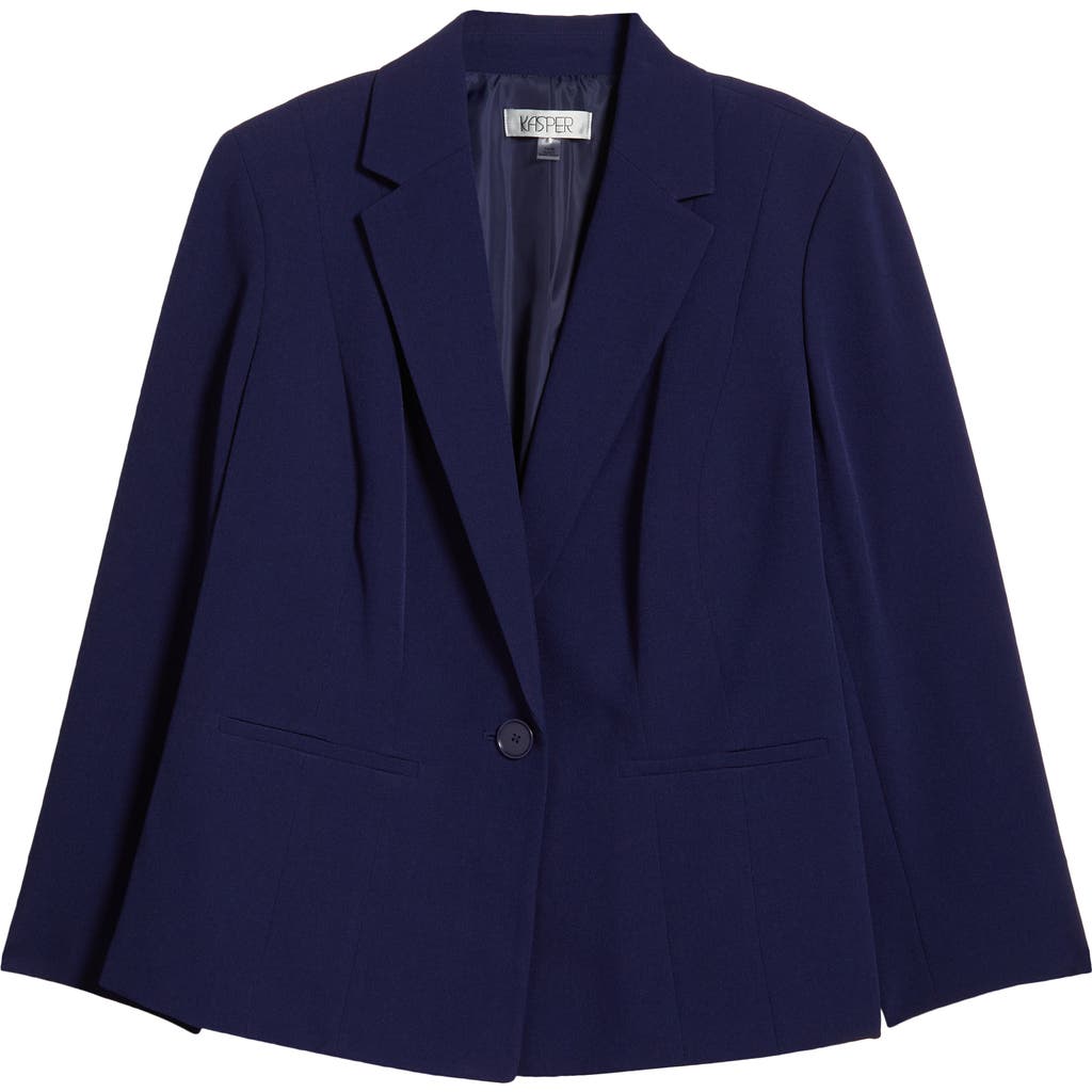 Kasper Paneled Seam One-button Blazer In Navy