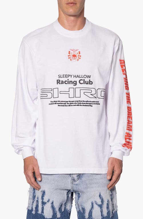 Shop Mnml Driver Long Sleeve Cotton Graphic T-shirt In White