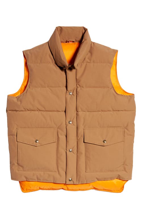 Men's Nylon & Cotton Puffer Vest in Khaki