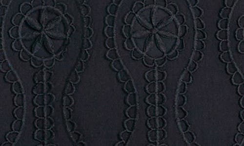 English Factory Embroidered Cotton Blend Mini Shirtdress In Black