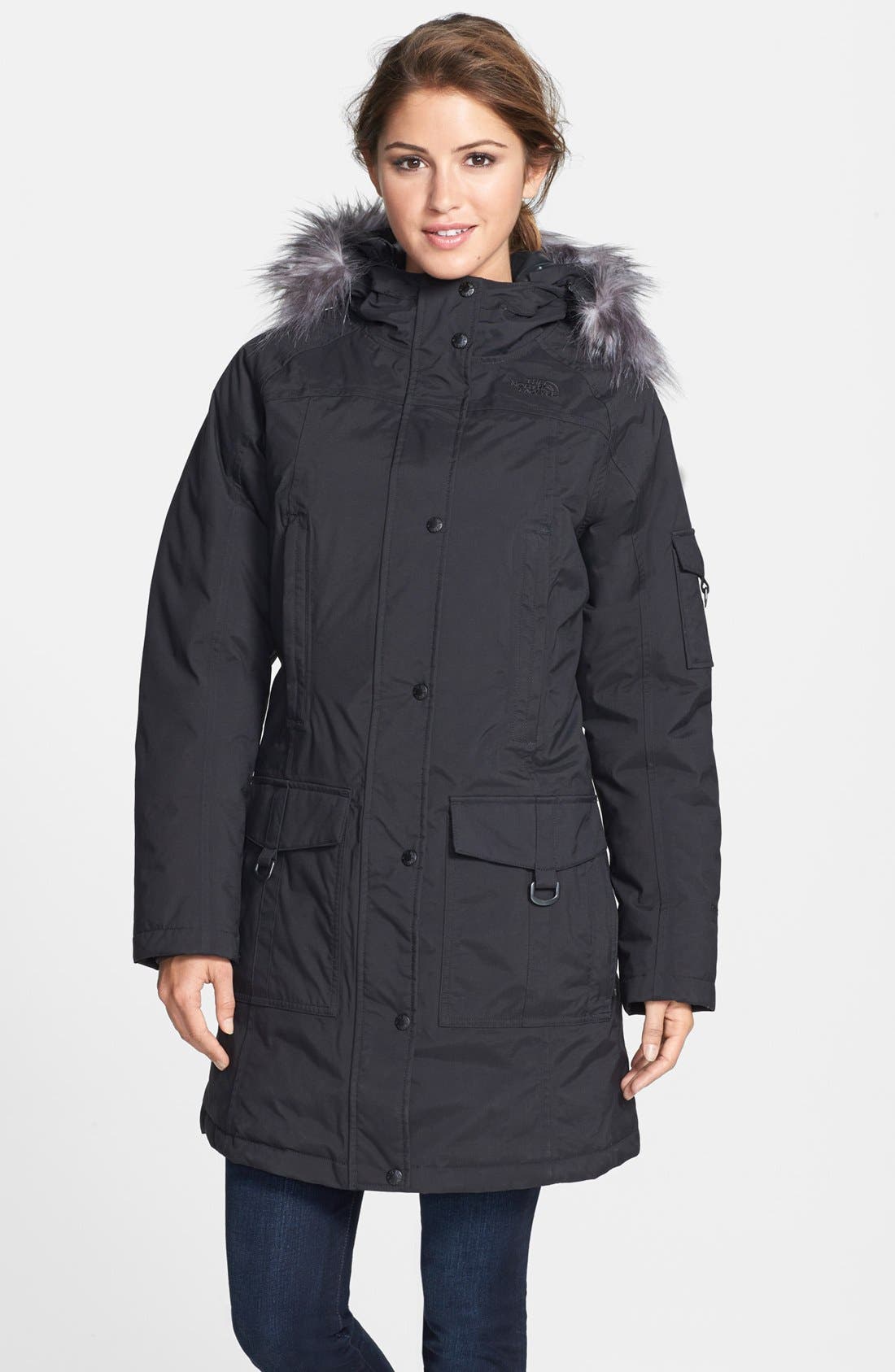 north face fur hooded jacket women's