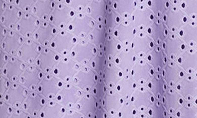 Shop London Times Stretch Eyelet Short Sleeve Ruffle Wrap Dress In Violet Tulip
