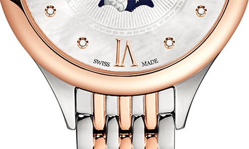 Shop Balmain Watches Mother-of-pearl Diamond Moon Phase Bracelet Watch, 31mm In Stainless Steel/rose Gold