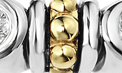Lagos Sterling Silver Three Diamond Stacking Ring With 18k Gold Stations In Silver/gold