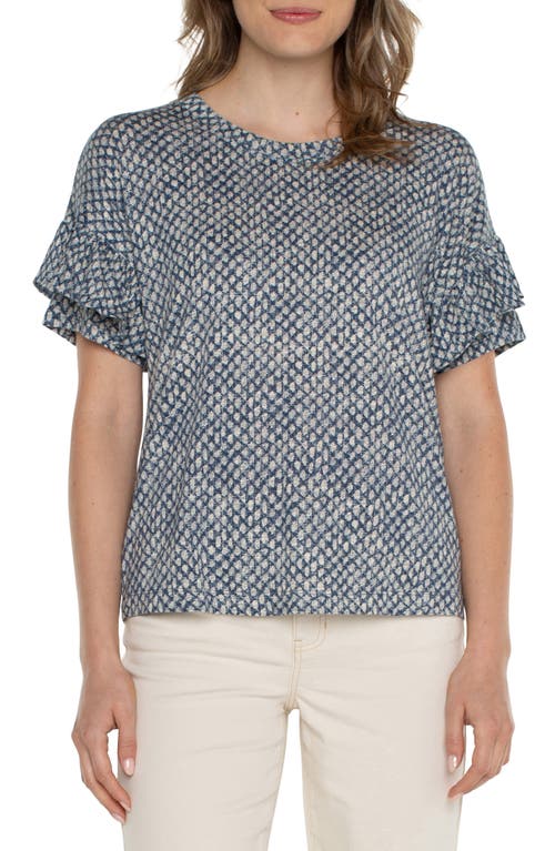 Liverpool Los Angeles Print Ruffle Sleeve Top Navy Text Dots at Nordstrom,