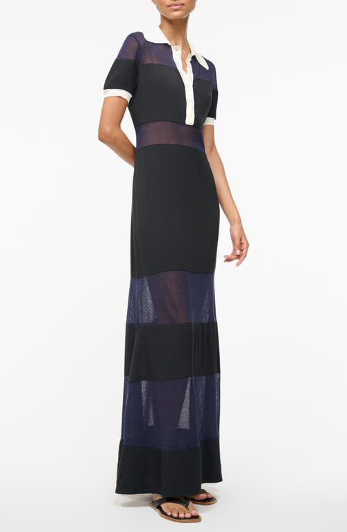 Shop Staud Quaint Maxi Dress In Black/navy/ivory