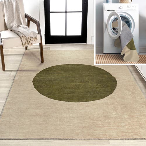 Jonathan Y Cirkel Minimalist Geometric Dot Machine-washable Area Rug In Cream/green