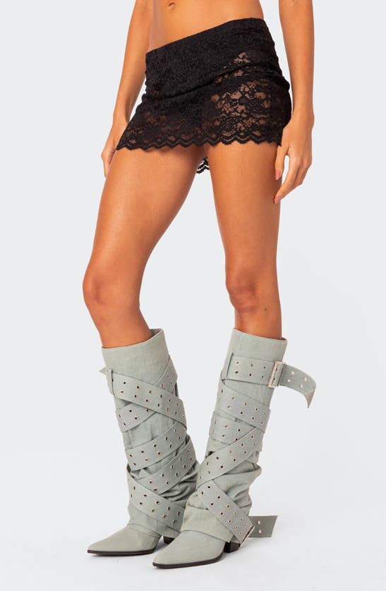 Shop Edikted Kaylie Sheer Lace Miniskirt In Black