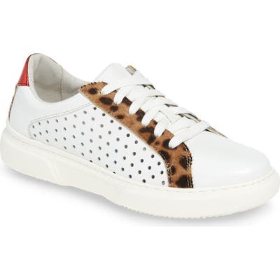 Johnston & Murphy Nora Perforated Genuine Calf Hair Sneaker, White