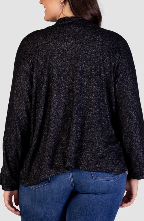 24seven Comfort Apparel Plus Size Button Front Long Sleeve Cardigan Sweater In Black
