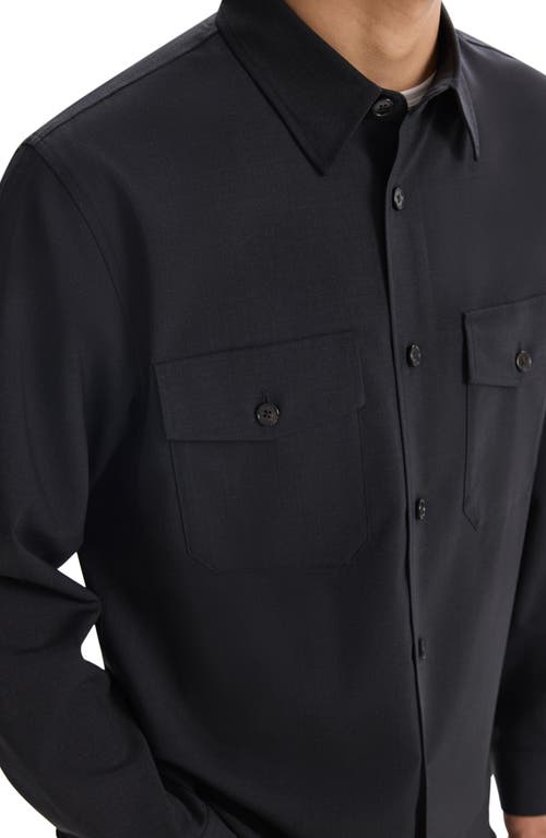 Theory Garvin Stretch Wool Button-up Shirt Jacket In Hickory Melange