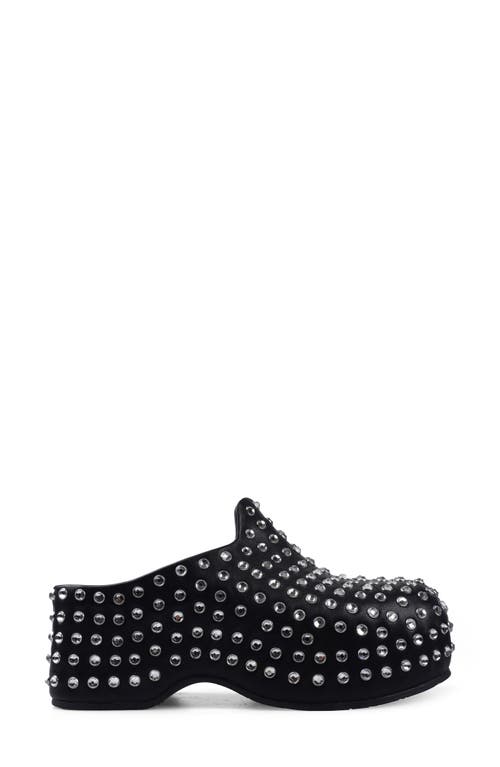 Zigi Henrietta Crystal Studded Clog In Black Leather