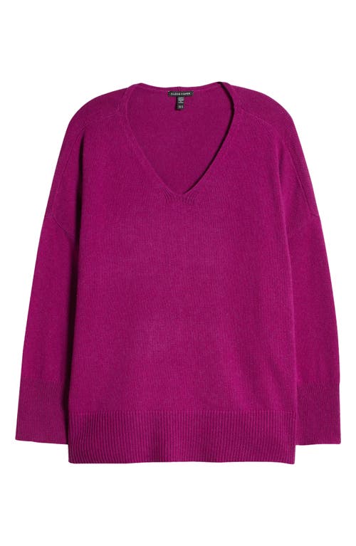 Shop Eileen Fisher V-neck Organic Cotton & Recycled Cashmere Blend Sweater In Berry Bloom