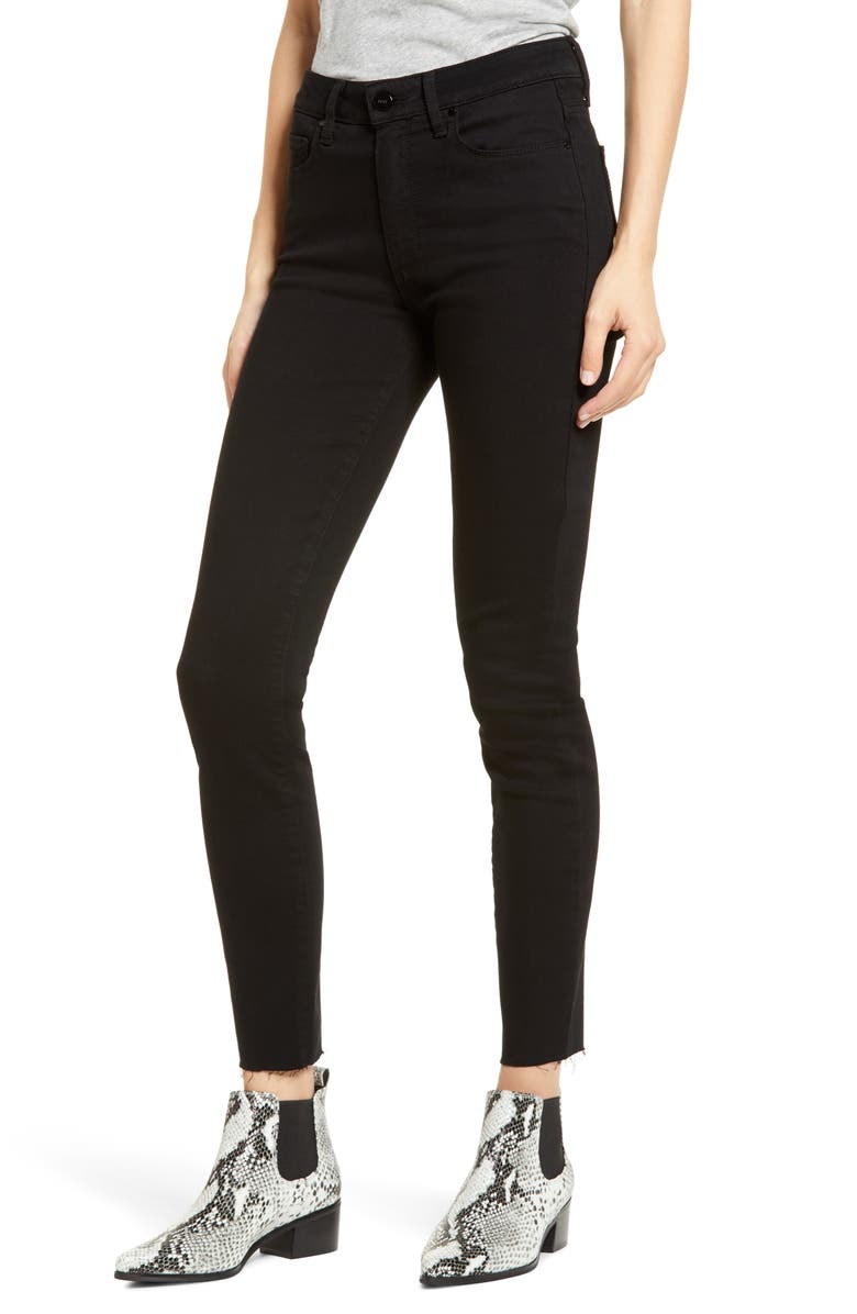 PAIGE Hoxton Raw Hem Ankle Jeans, Main, color, DARK NIGHT NOIR